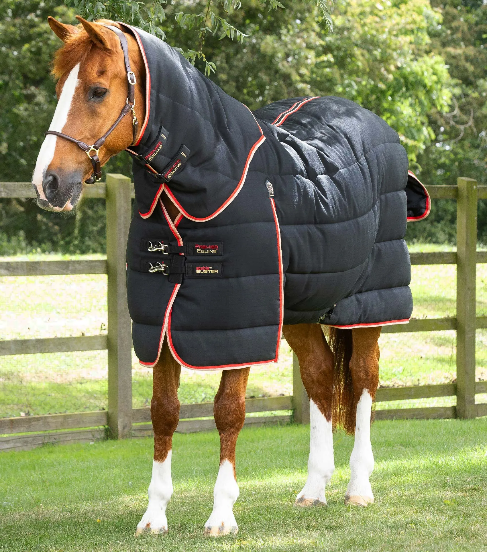 Stable Buster 200g Stable Rug with Neck Cover Black