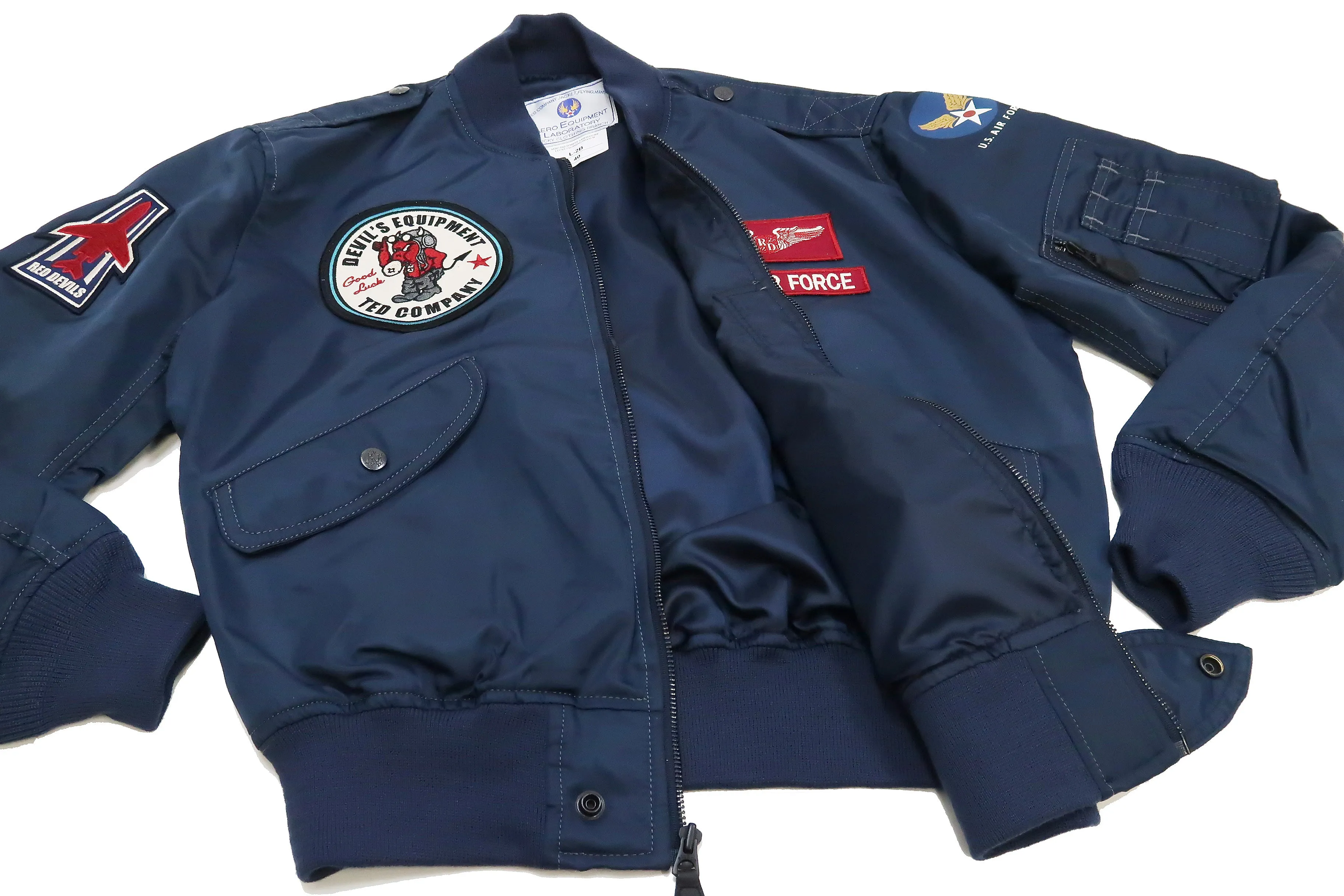 Tedman Lightweight Jacket Men's L-2 Flight Jacket Lucky Devil Custom Nylon Bomber Jacket TL2-190 Navy-Blue