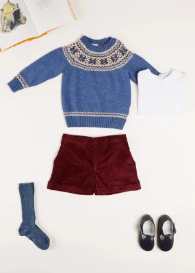 The Classic Blue Fair Isle Merino Wool Jumper Baby Boy Look