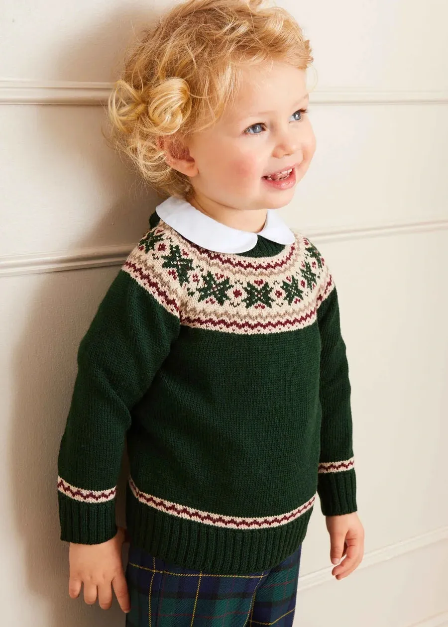 The Classic Green Fair Isle Merino Wool Jumper Baby Boy Look