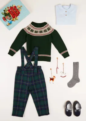 The Classic Green Fair Isle Merino Wool Jumper Baby Boy Look