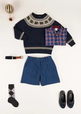 The Classic Navy Fair Isle Merino Wool Jumper Boy Look