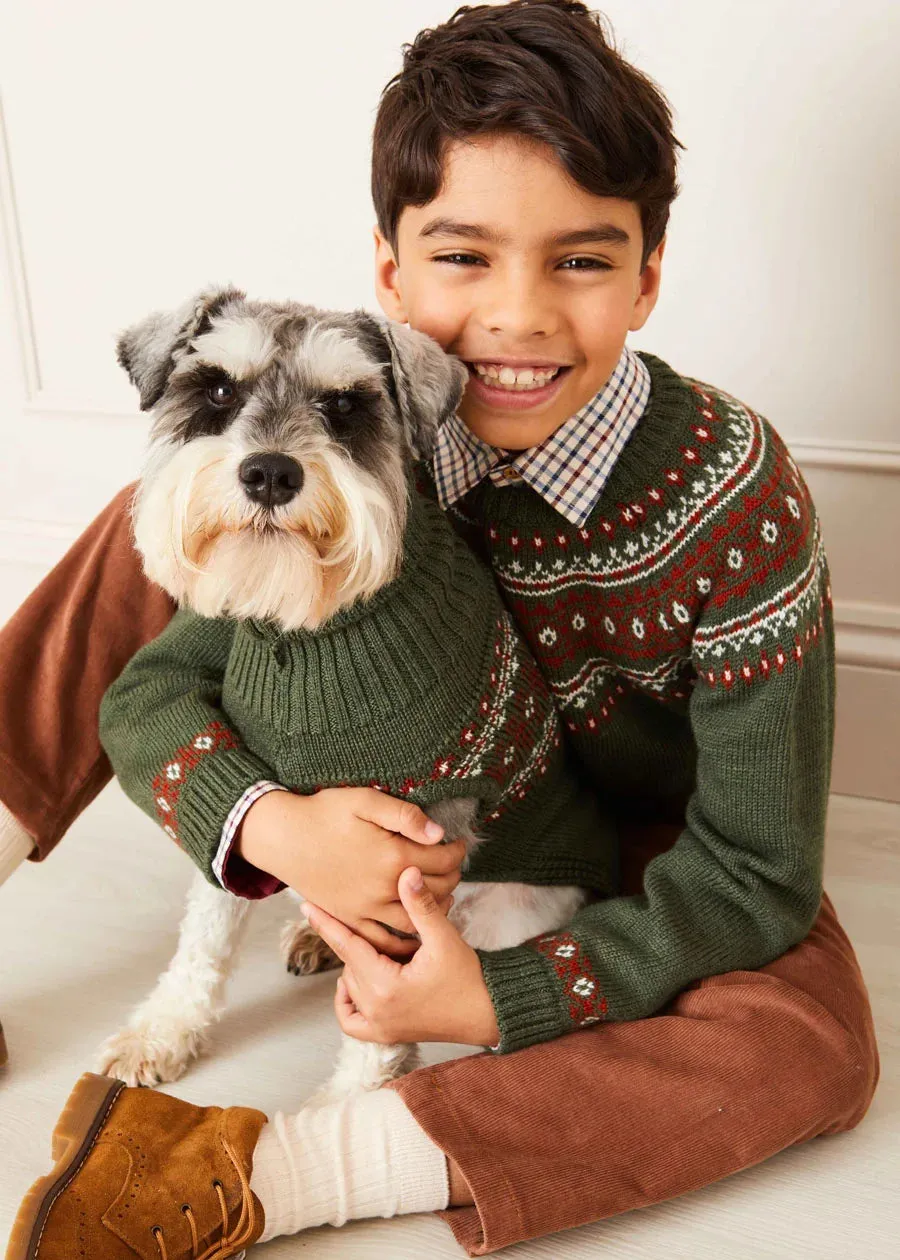 The Green Fair Isle Merino Wool Jumper Boy Look