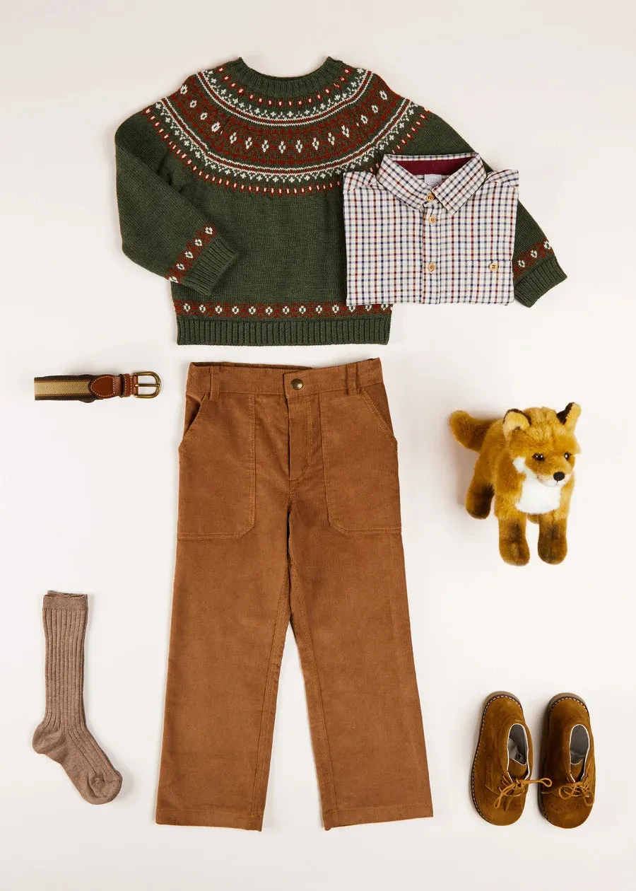 The Green Fair Isle Merino Wool Jumper Boy Look