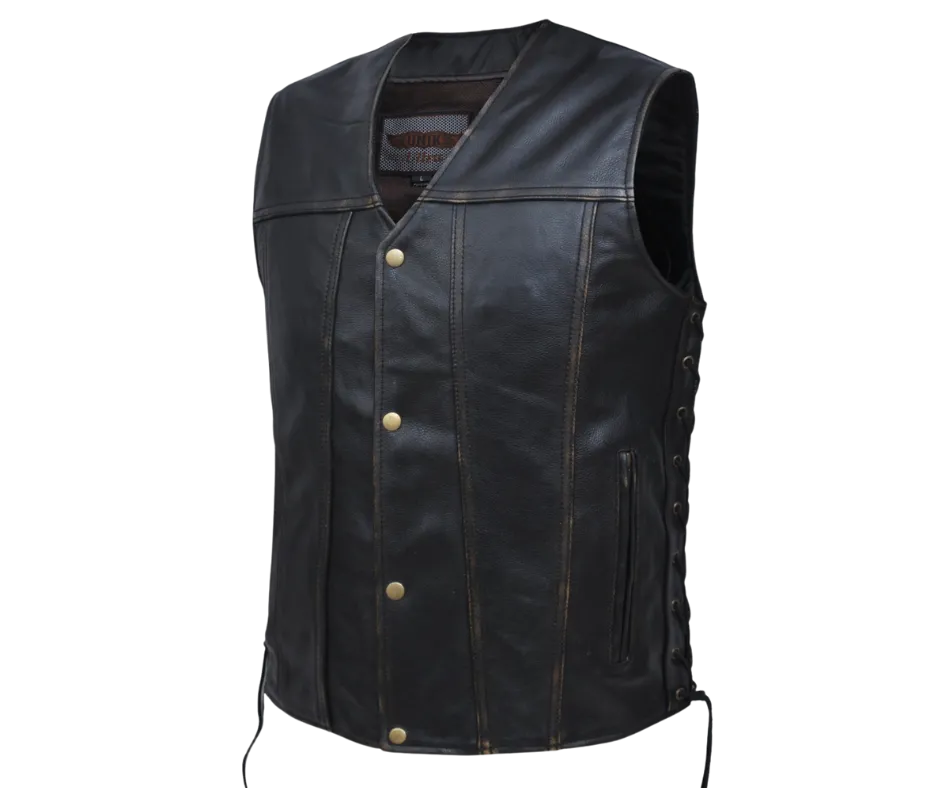 The "Maverick" Rubbed Brown Leather Vest