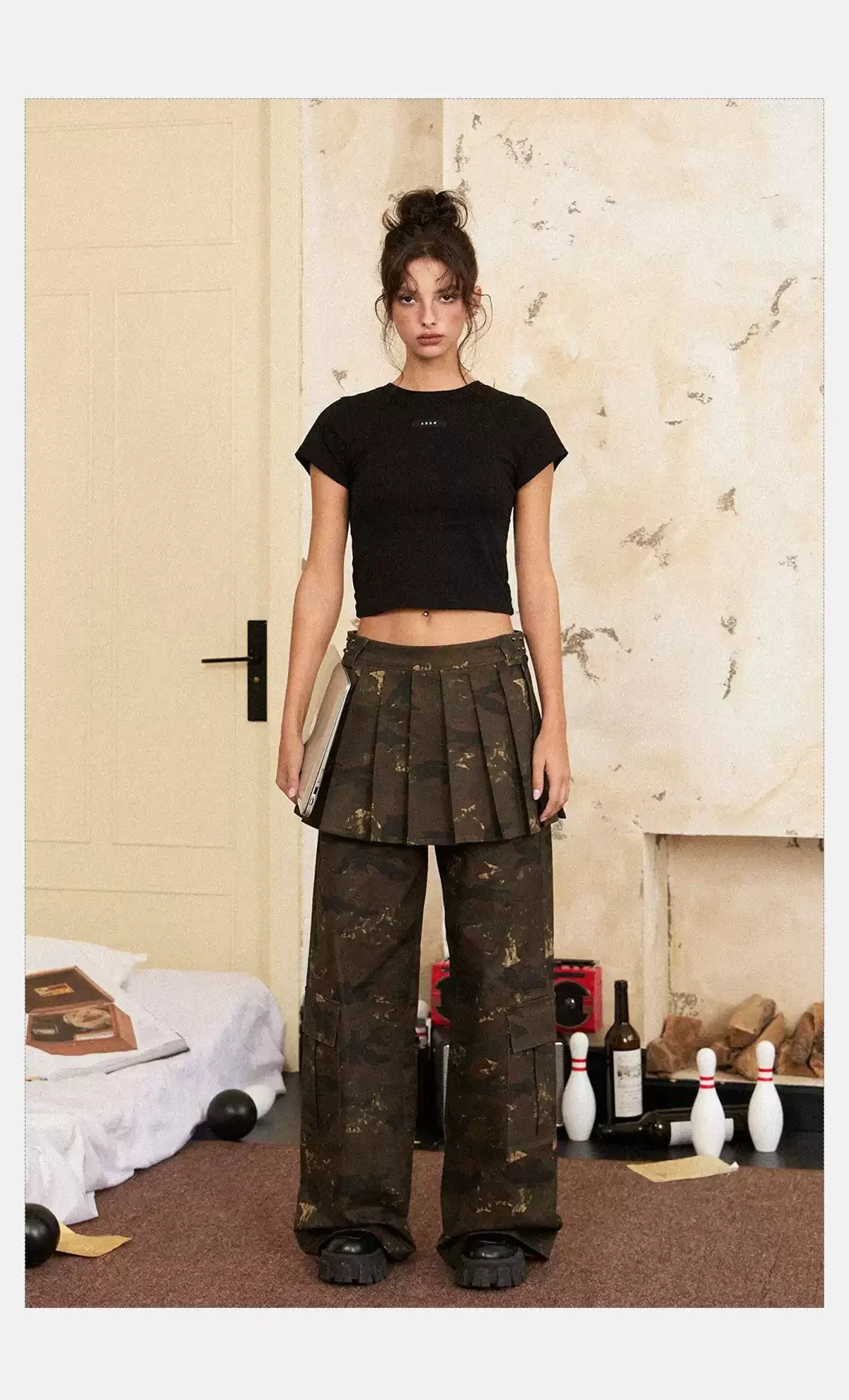 Tom Skirt Layer Camouflage Cargo Pants