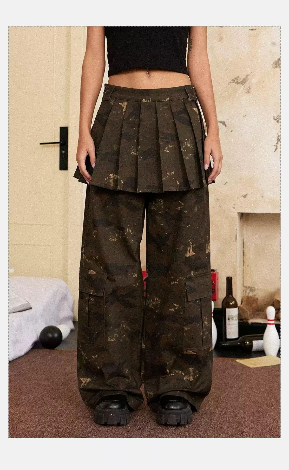 Tom Skirt Layer Camouflage Cargo Pants