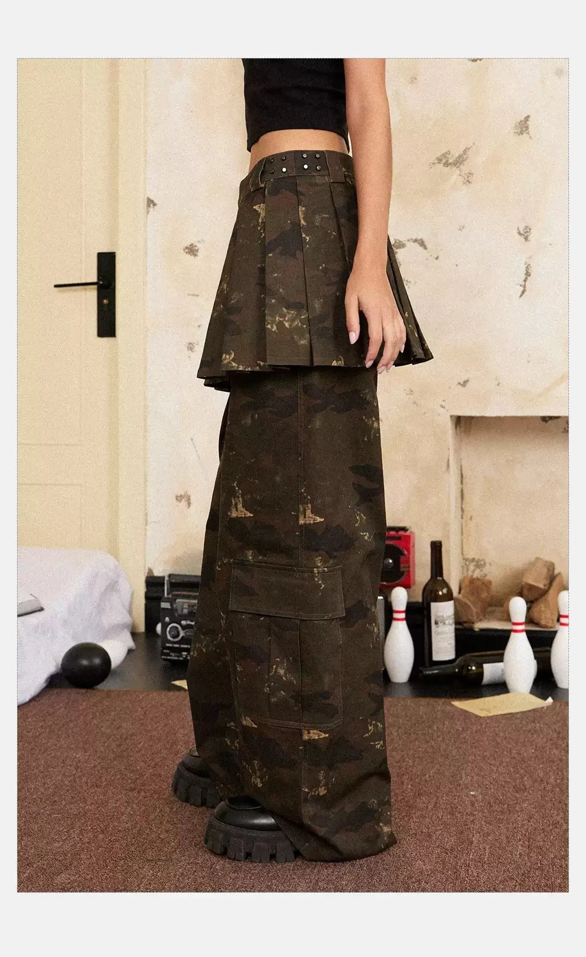 Tom Skirt Layer Camouflage Cargo Pants