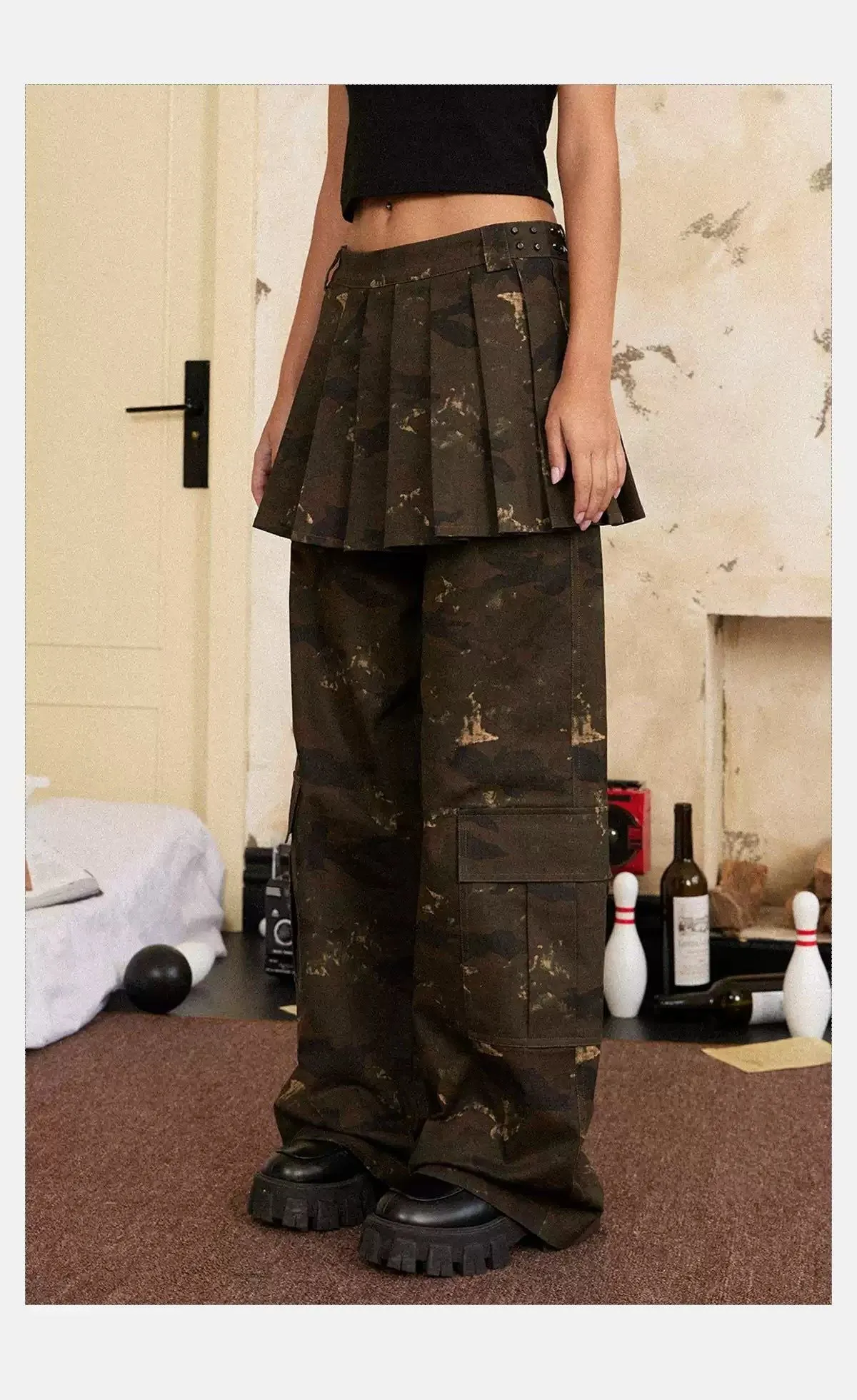 Tom Skirt Layer Camouflage Cargo Pants