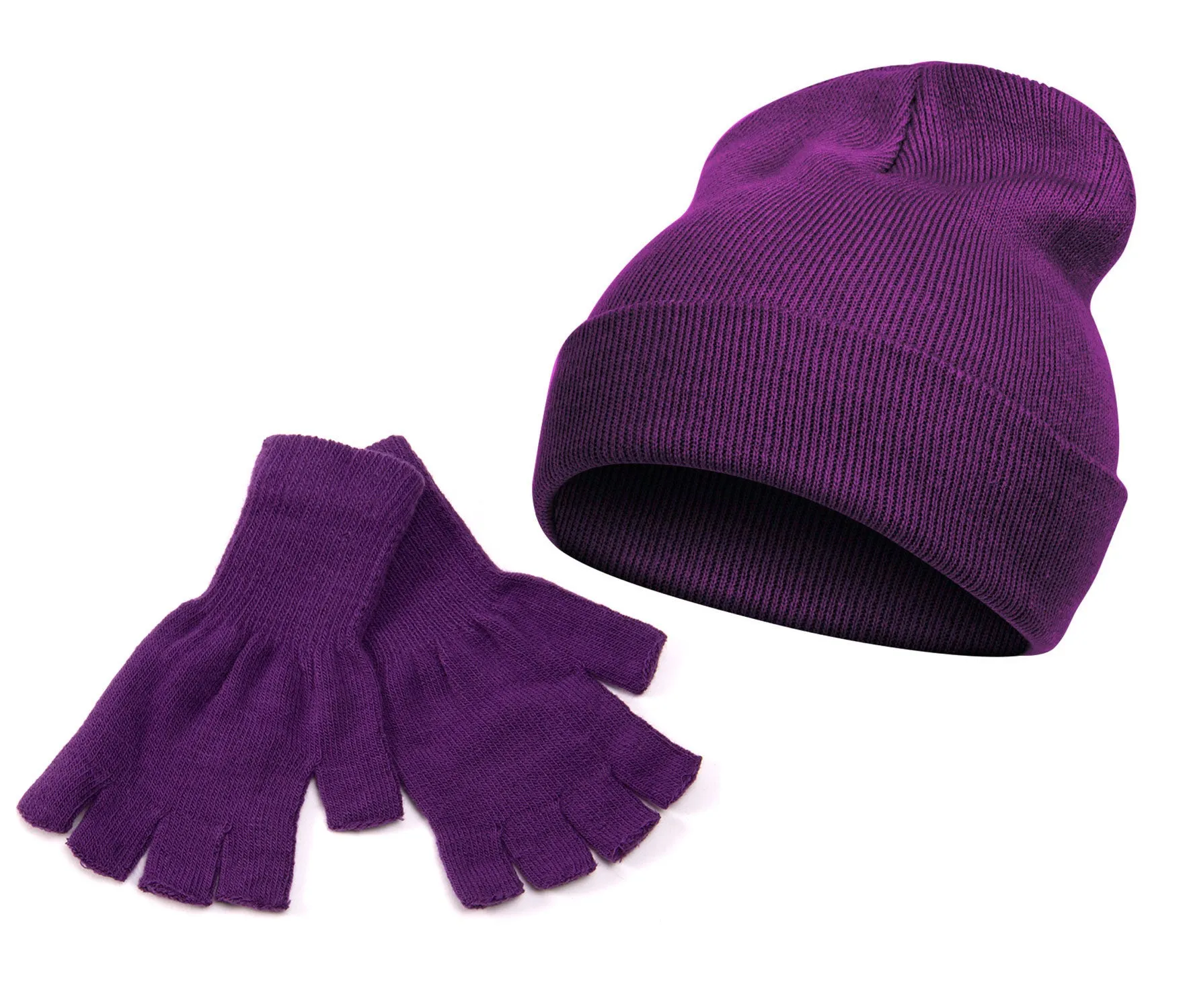 TopHeadwear Long Beanie and Fingerless Glove Combo Set