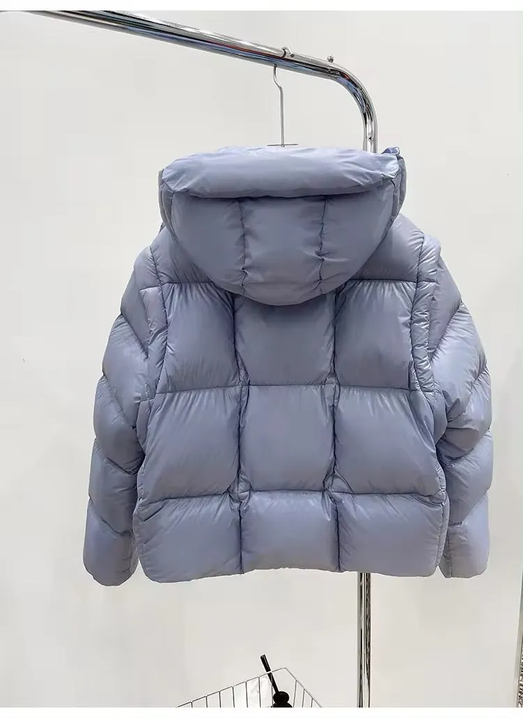 Versatile Women's Duck Down Jacket with Removable Sleeves and Hood