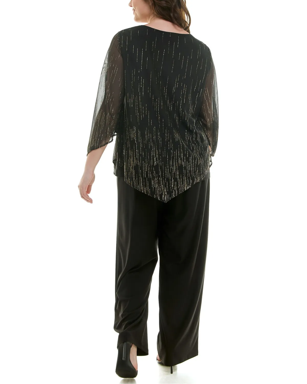 Winslow Plus Size 2 Piece V-Neck Poncho Top and Straight Pant Set - G12224s972x