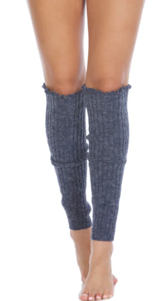 Woman's Cable Knit Leg Warmers -Denim