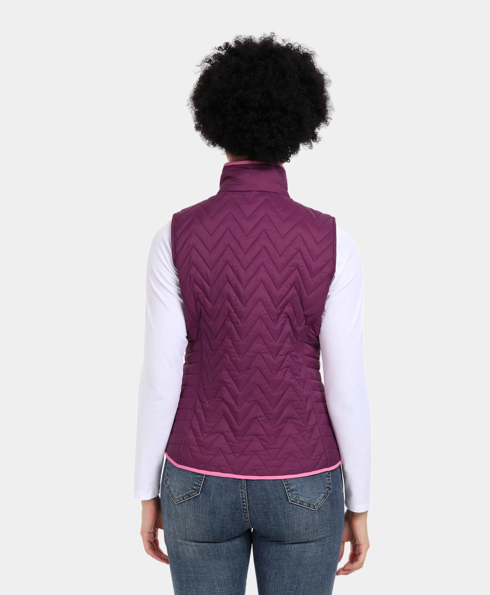 Women's Heated Chevron Quilted Vest - Black / Purple