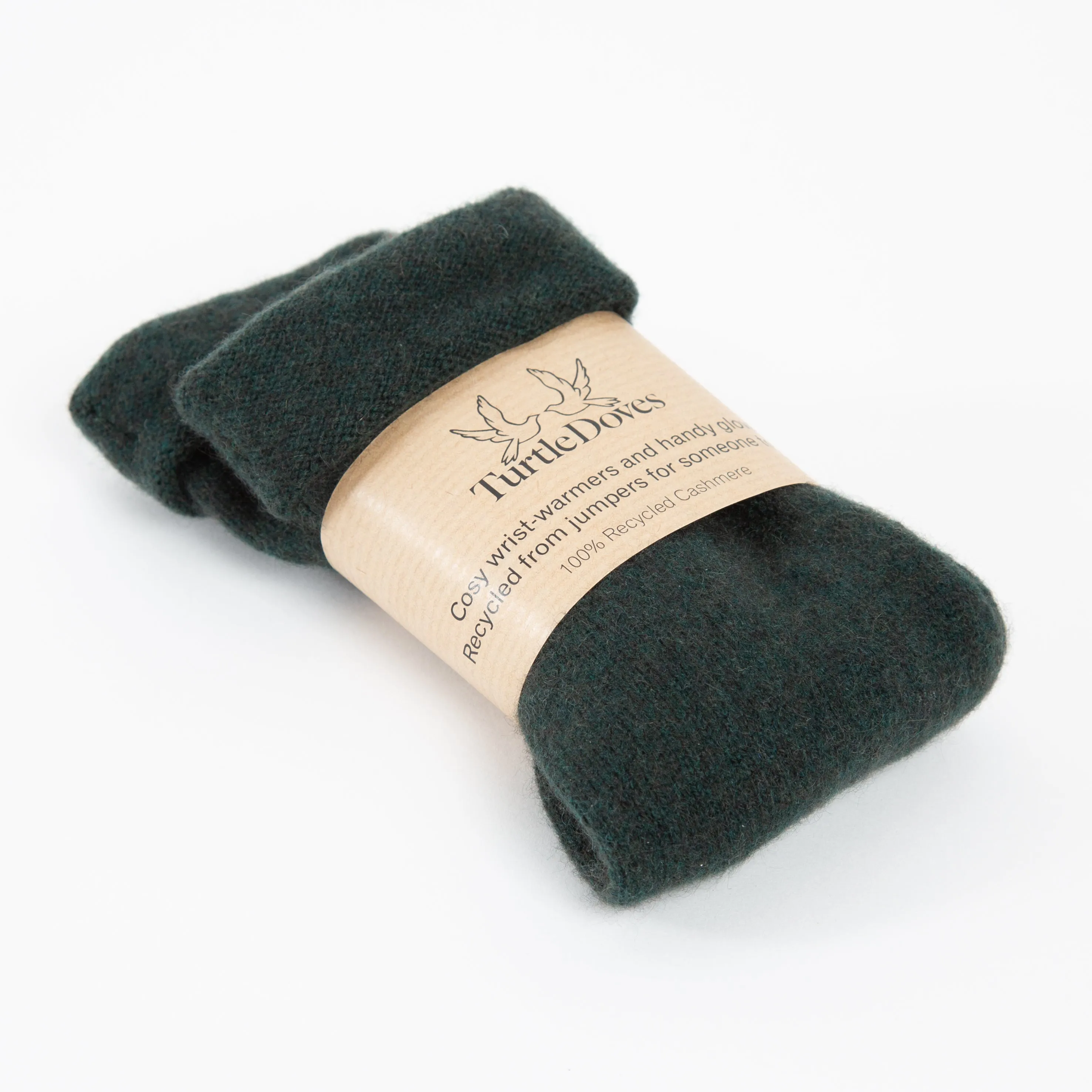 Woodland Green Cashmere Fingerless Gloves