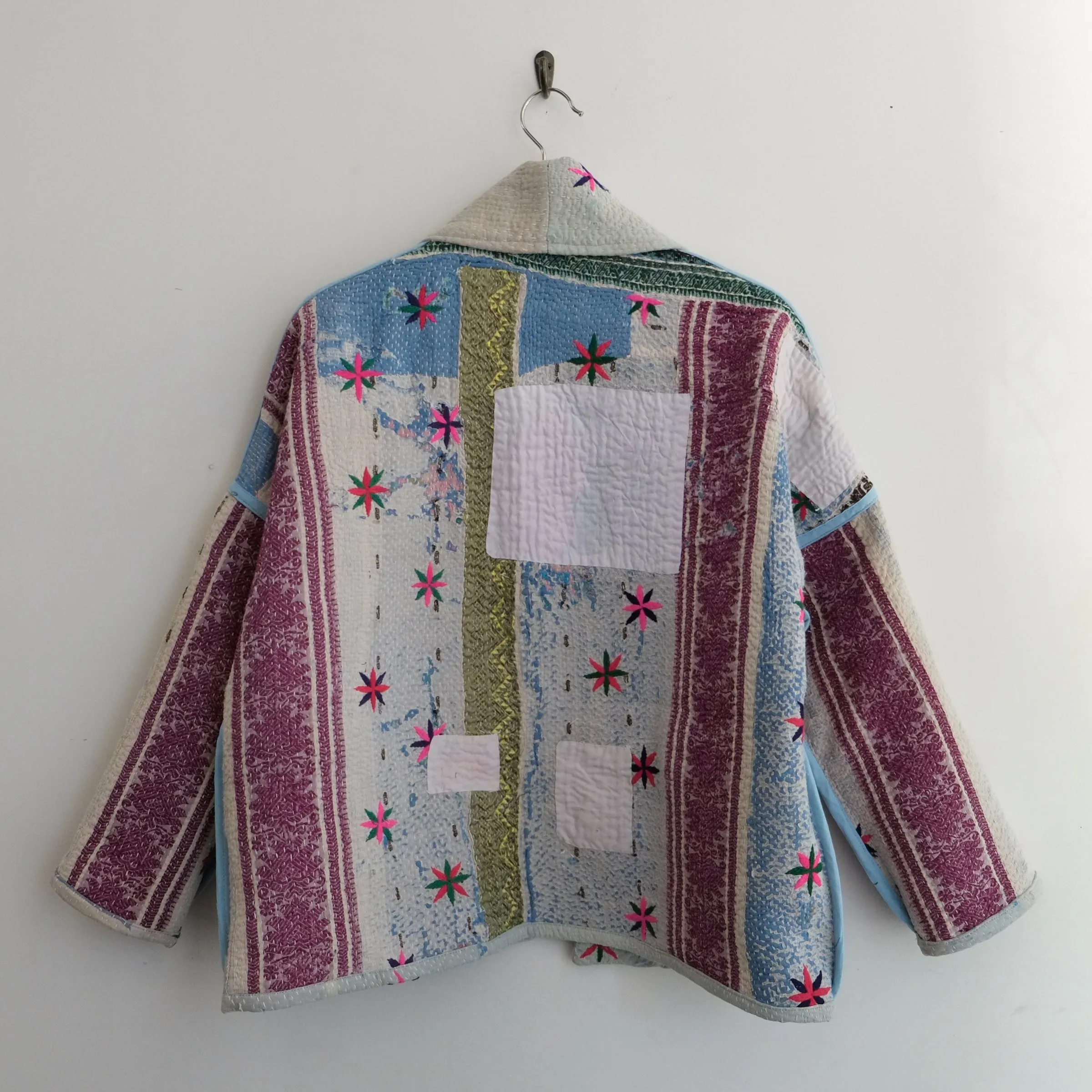 XXS Pale Blue with Embroidered Flowers Anoushka Jacket LM154