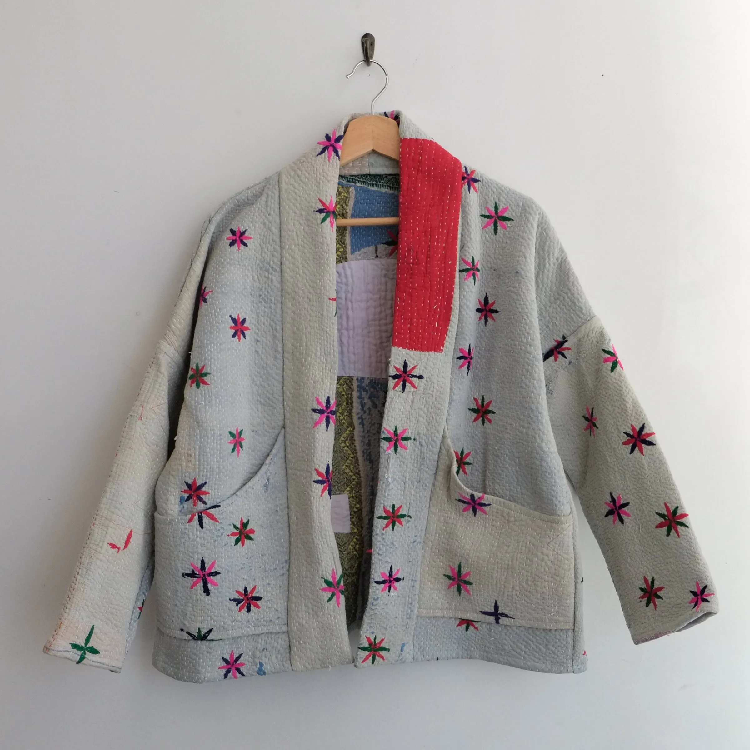 XXS Pale Blue with Embroidered Flowers Anoushka Jacket LM154