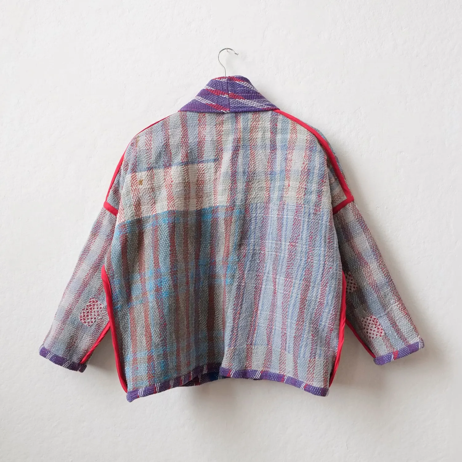 XXS Purple with diagonal red and white lines Anoushka Jacket LM083