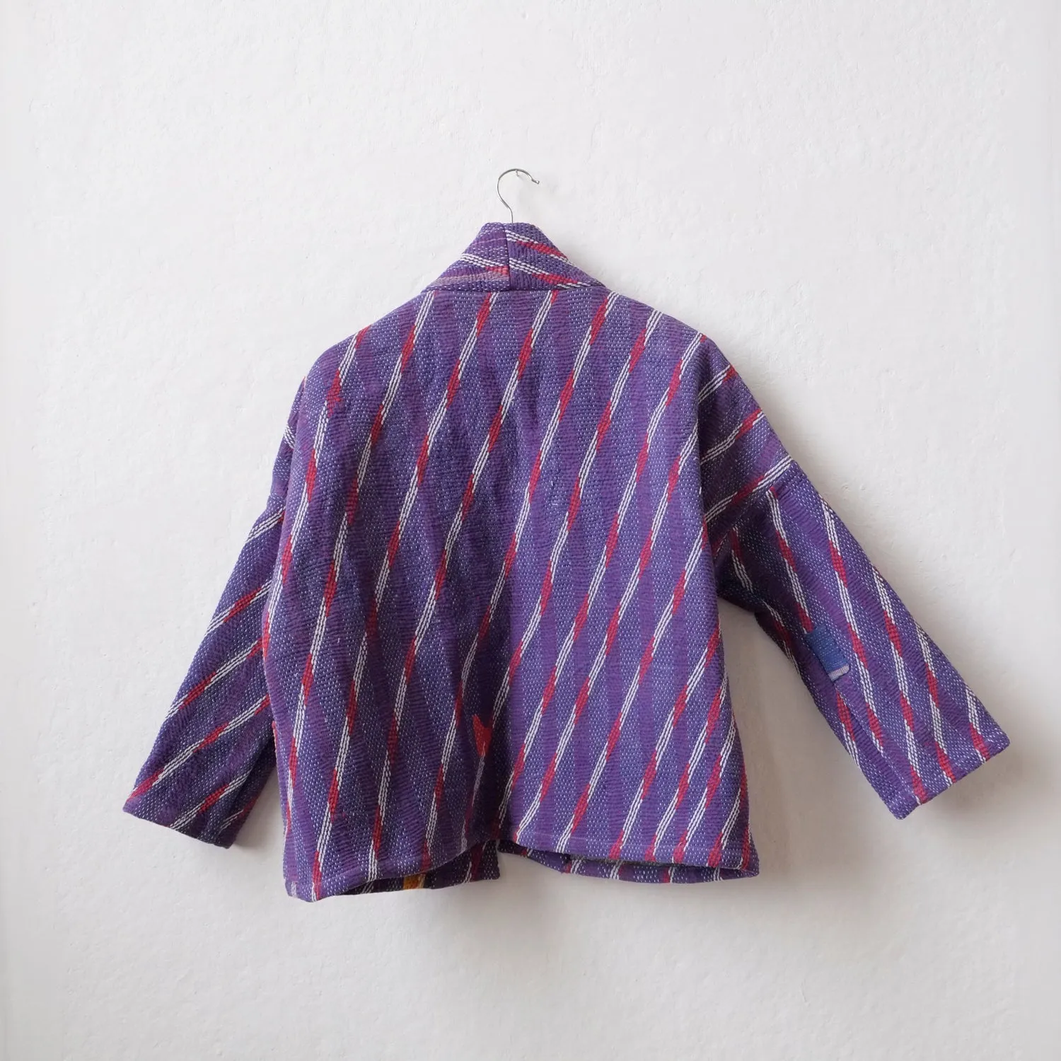 XXS Purple with diagonal red and white lines Anoushka Jacket LM083