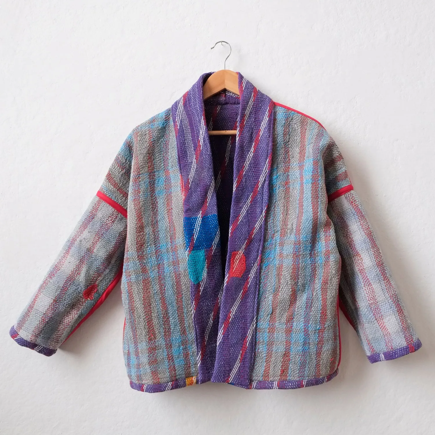 XXS Purple with diagonal red and white lines Anoushka Jacket LM083