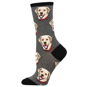 Yellow Labrador (Charcoal) Women’s Crew Socks